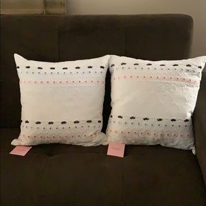 Kate Spade Eyelet Sequin Decorative Grand Floral Pillows Bundle - 2 Pillows